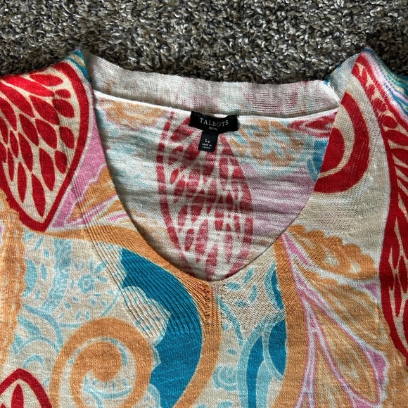5/$25 Talbots Petite colorful lightweight v-neck sweater size large/petite - Picture 2 of 7